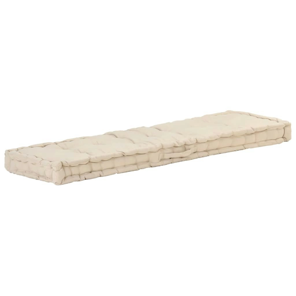 Pallet Floor Cushion Cotton 120x40x7 cm Beige 48679