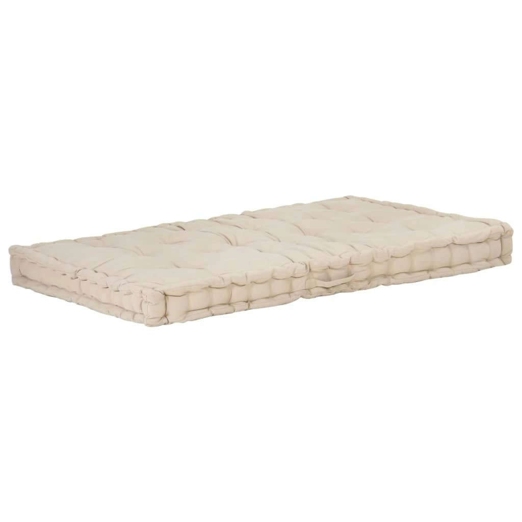 Pallet Floor Cushion Cotton 120x80x10 cm Beige 48680