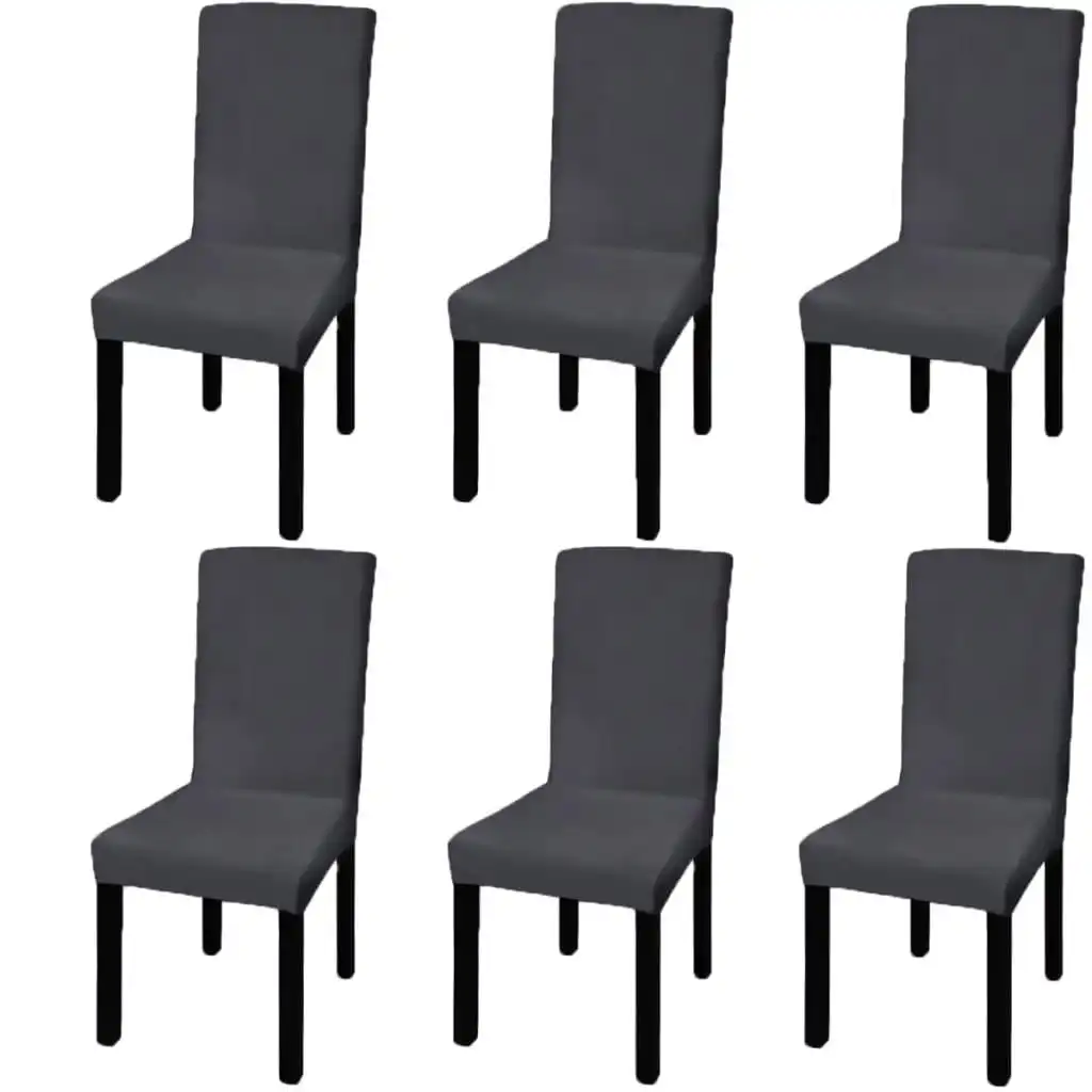 Straight Stretchable Chair Cover 6 pcs Anthracite 131422