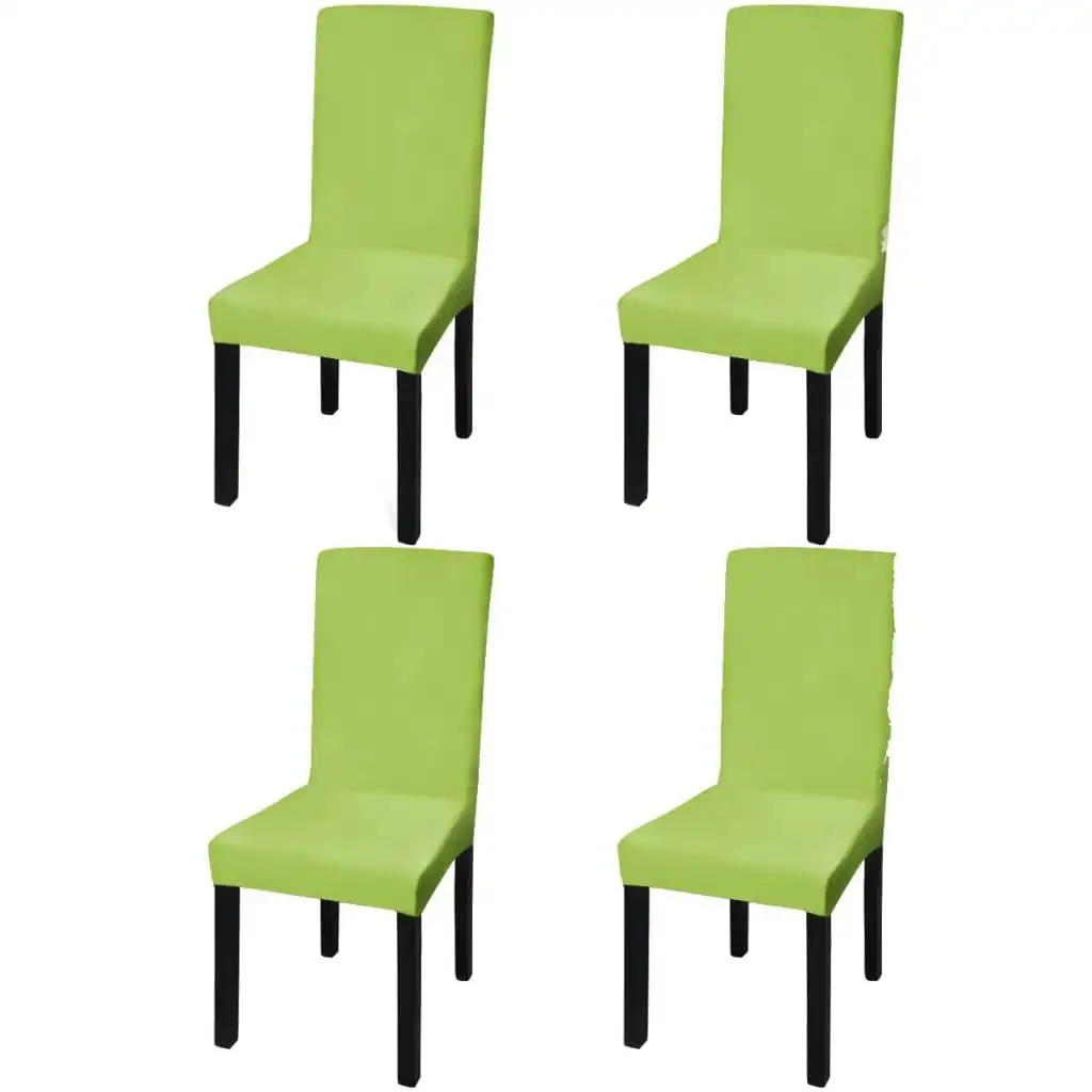 Straight Stretchable Chair Cover 4 pcs Green 131427