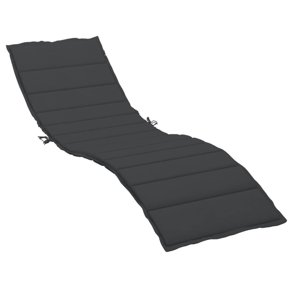 Sun Lounger Cushion Black 200x50x3cm Oxford Fabric 314195