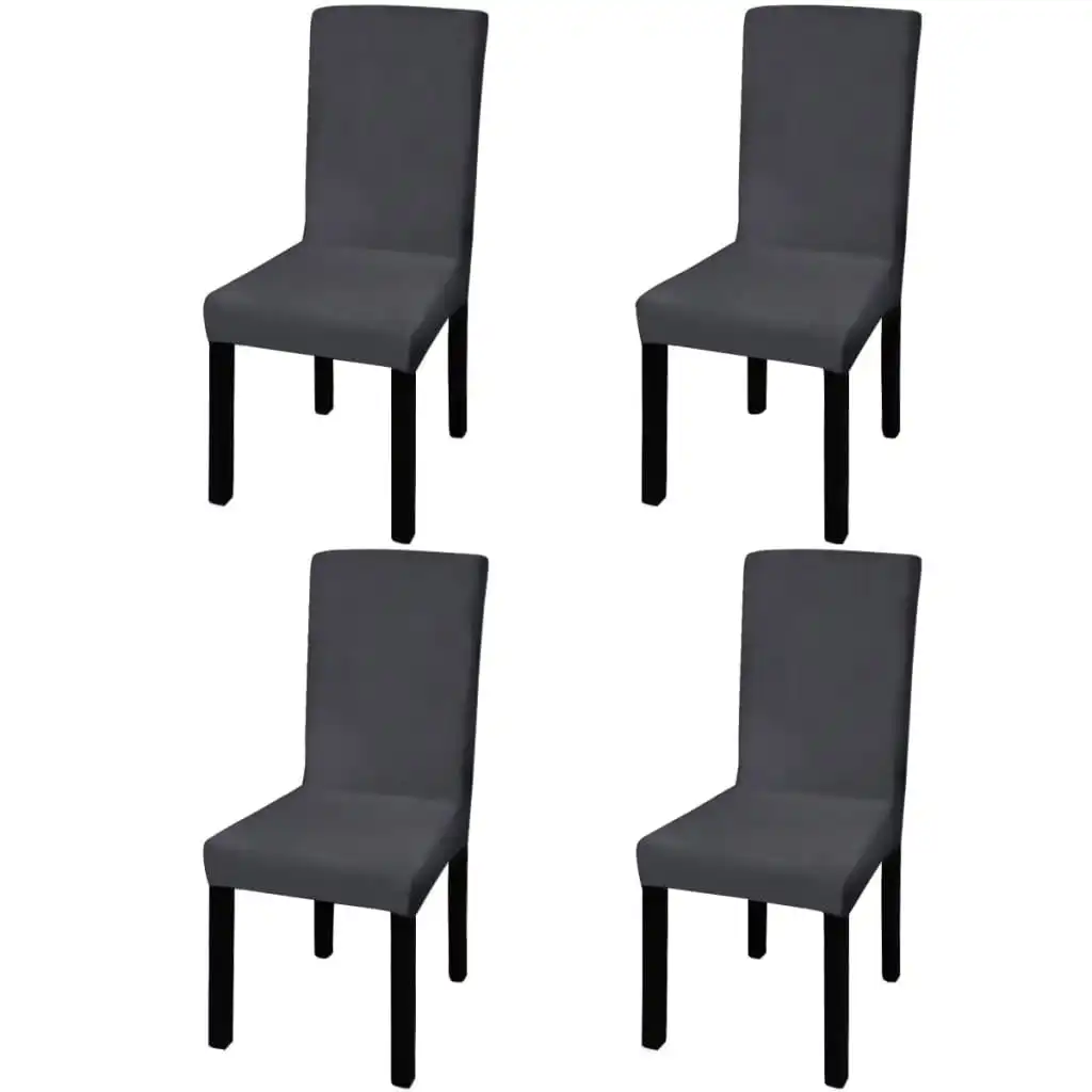 Straight Stretchable Chair Cover 4 pcs Anthracite 131425