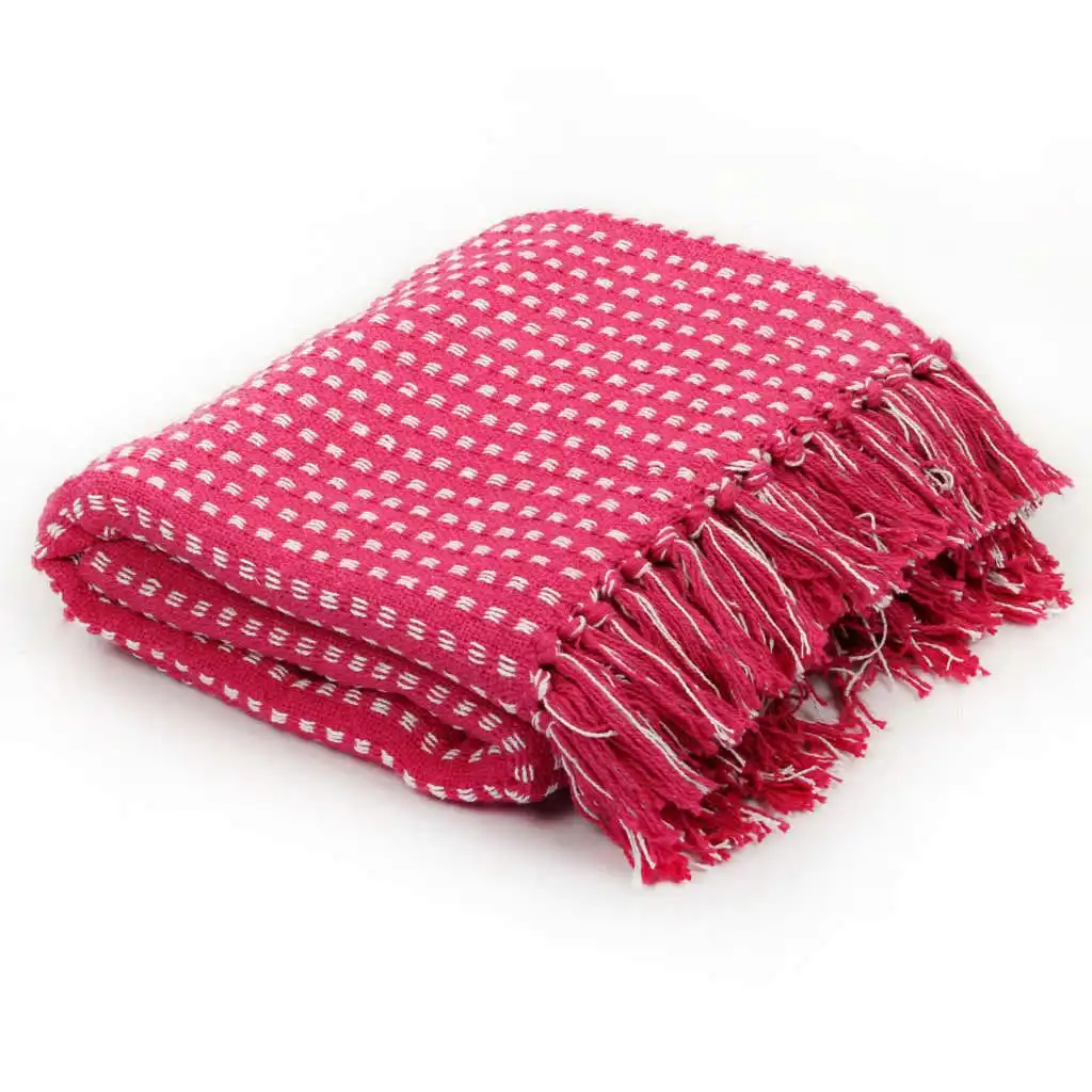 Throw Cotton Squares 125x150 cm Pink 245333