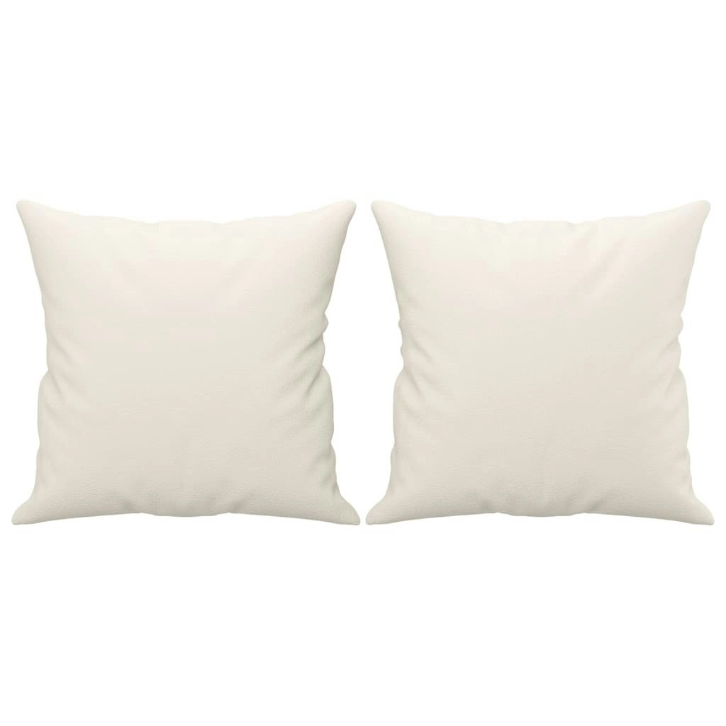 Throw Pillows 2 pcs Cream 40x40 cm Faux Leather 349480