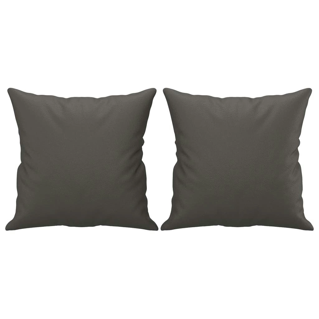 Throw Pillows 2 pcs Grey 40x40 cm Faux Leather 349482