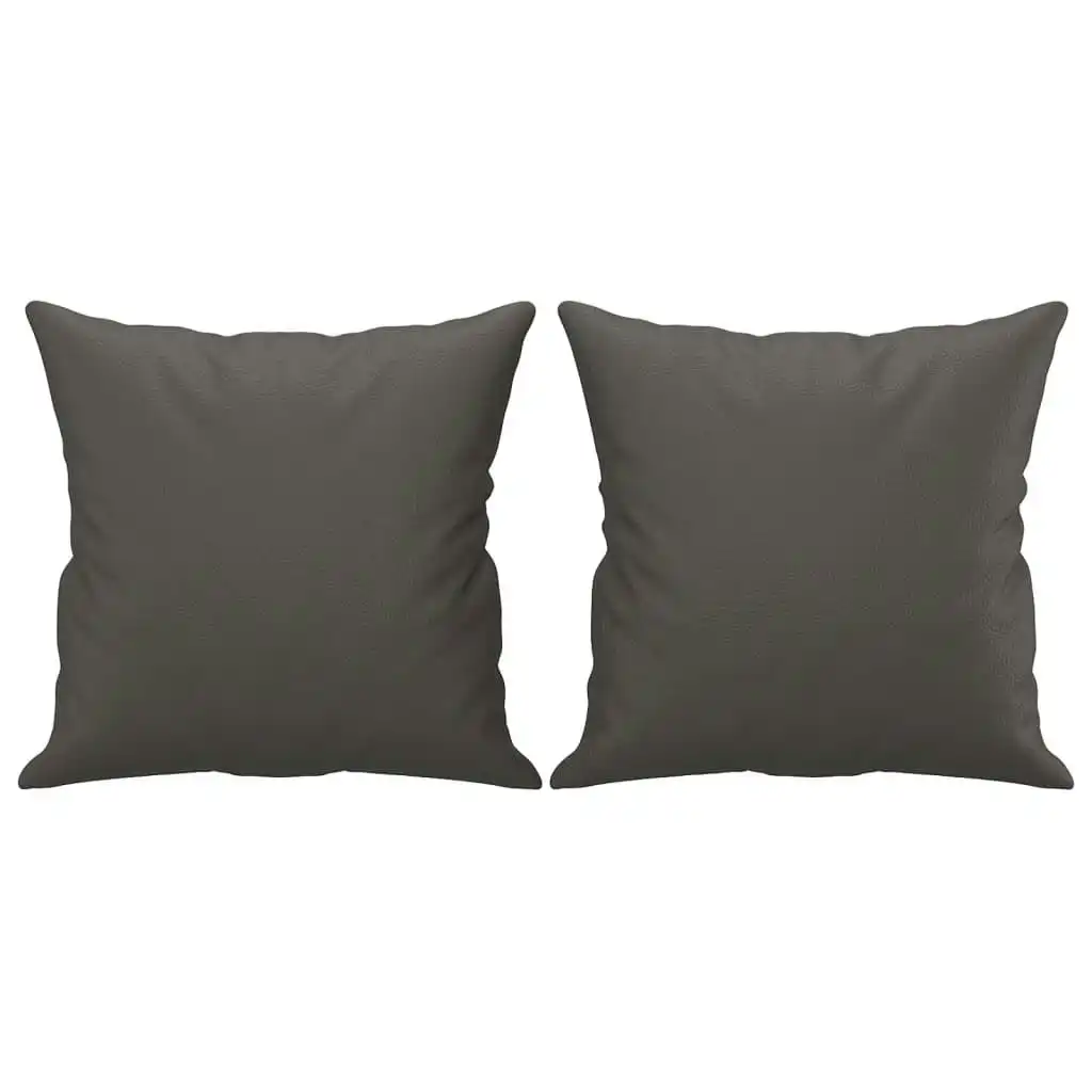 Throw Pillows 2 pcs Grey 40x40 cm Faux Leather 349482