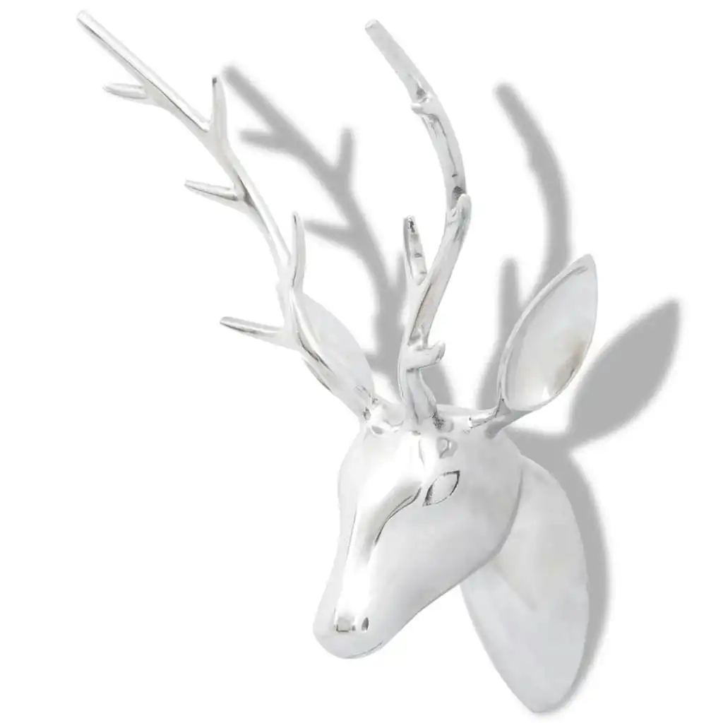 Wall Mounted Aluminium Deer's Head Decoration Silver 62 cm 242342