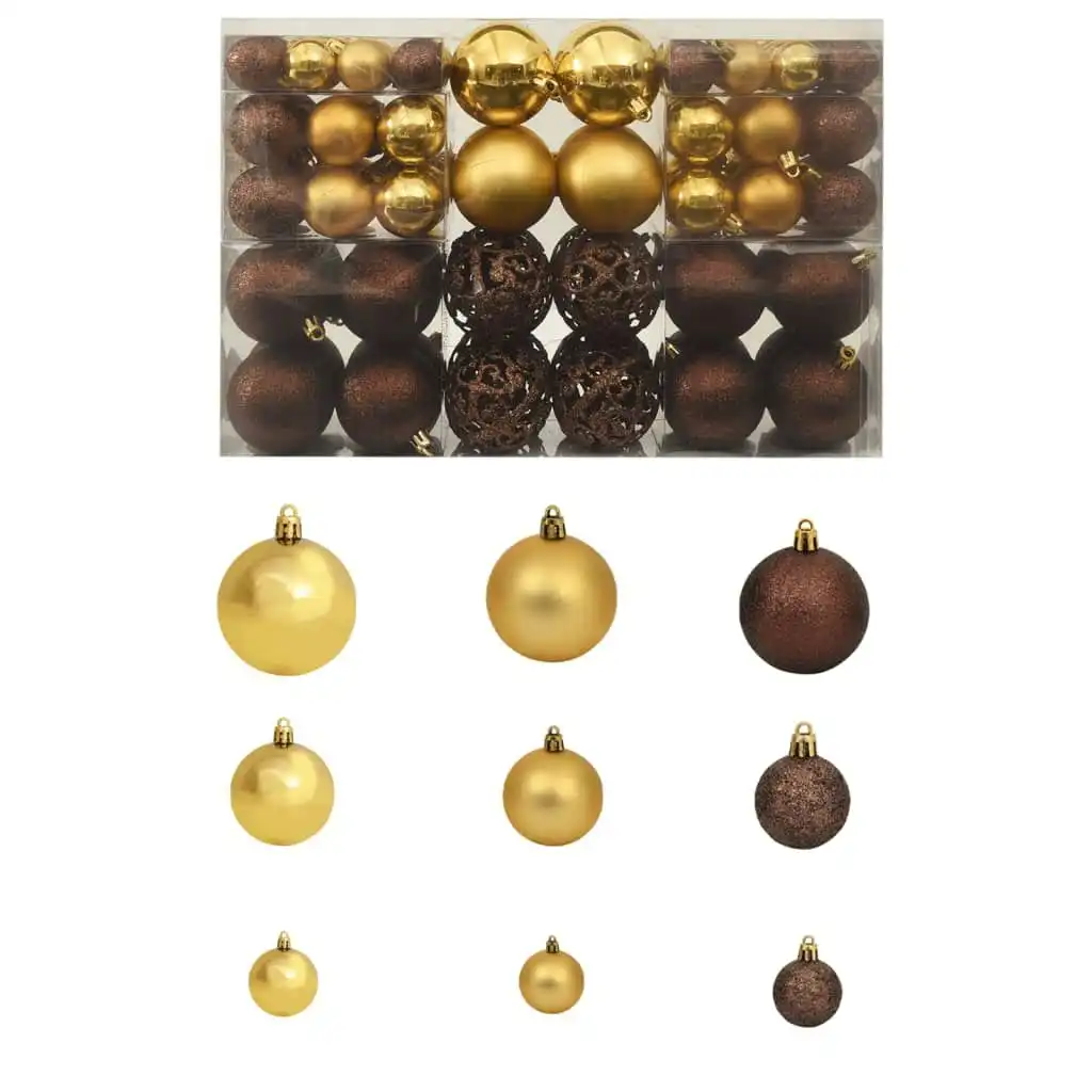 100 Piece Christmas Ball Set 3/4/6 cm Brown/Bronze/Gold 245714