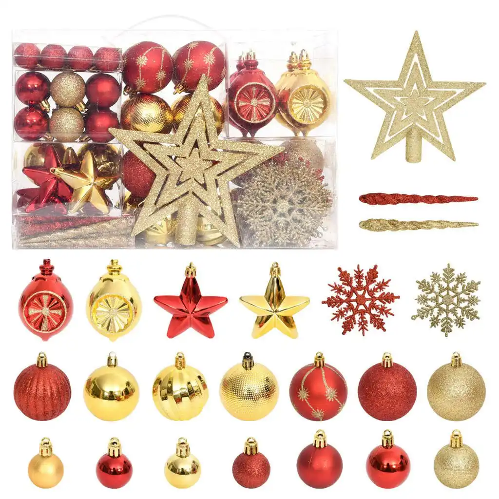 108 Piece Christmas Bauble Set Gold and Red 330091