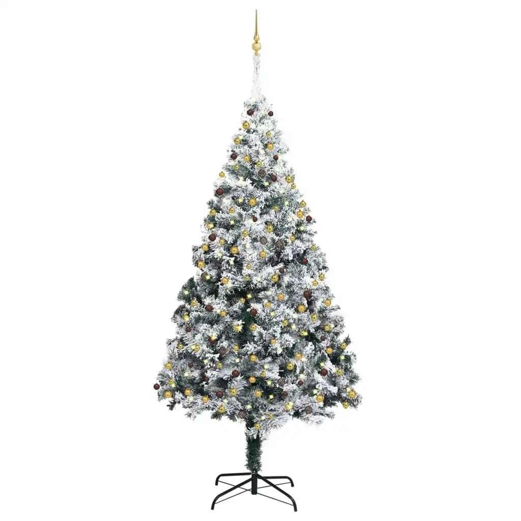 Artificial Christmas Tree LEDs&Ball Set&Flocked Snow Green 300 cm 3077794