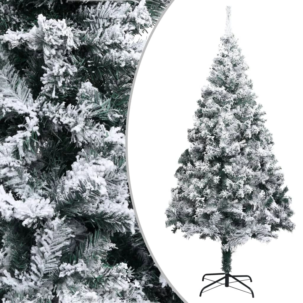 Artificial Christmas Tree with Flocked Snow Green 240 cm PVC 320966