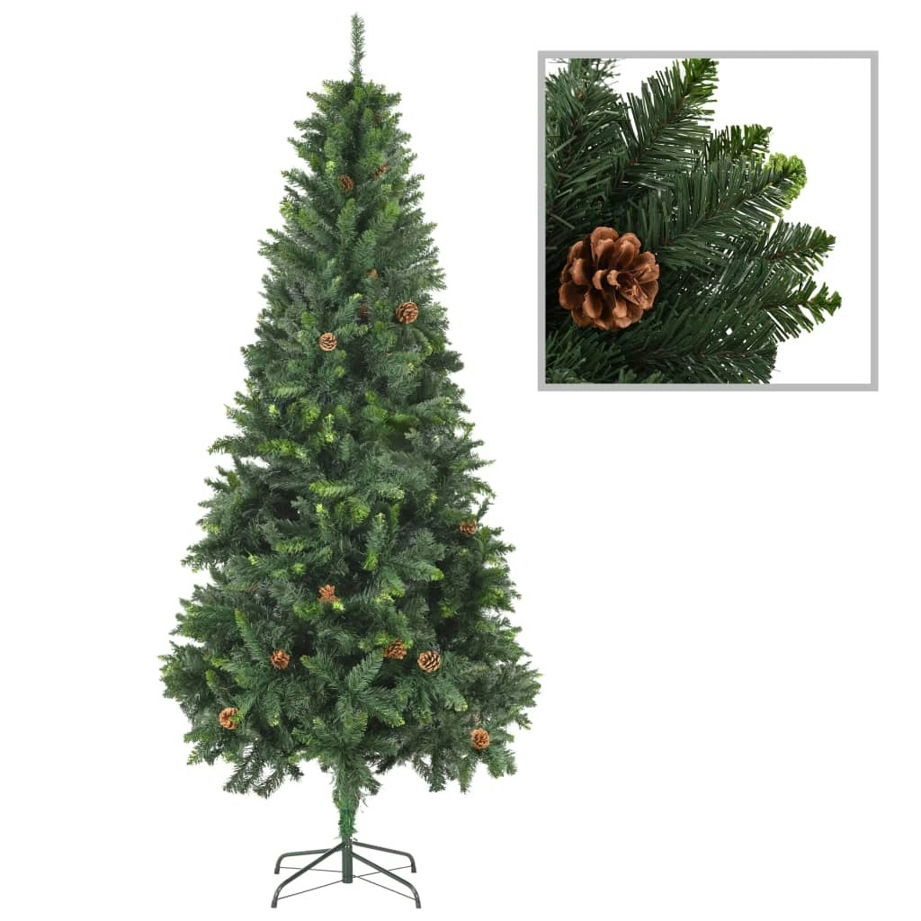 Artificial Christmas Tree with Pine Cones Green 210 cm 284316