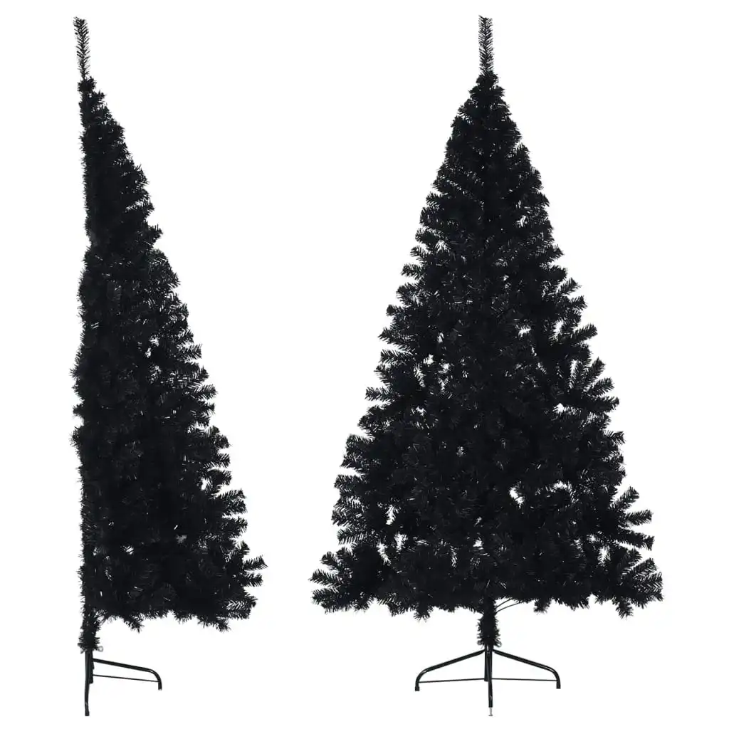 Artificial Half Christmas Tree with Stand Black 180 cm PVC 344677