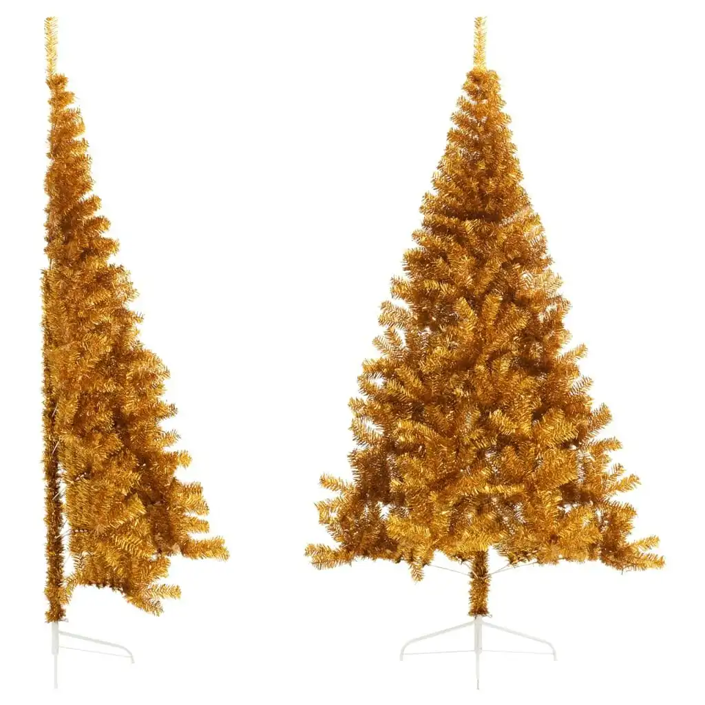 Artificial Half Christmas Tree with Stand Gold 210 cm PET 344693