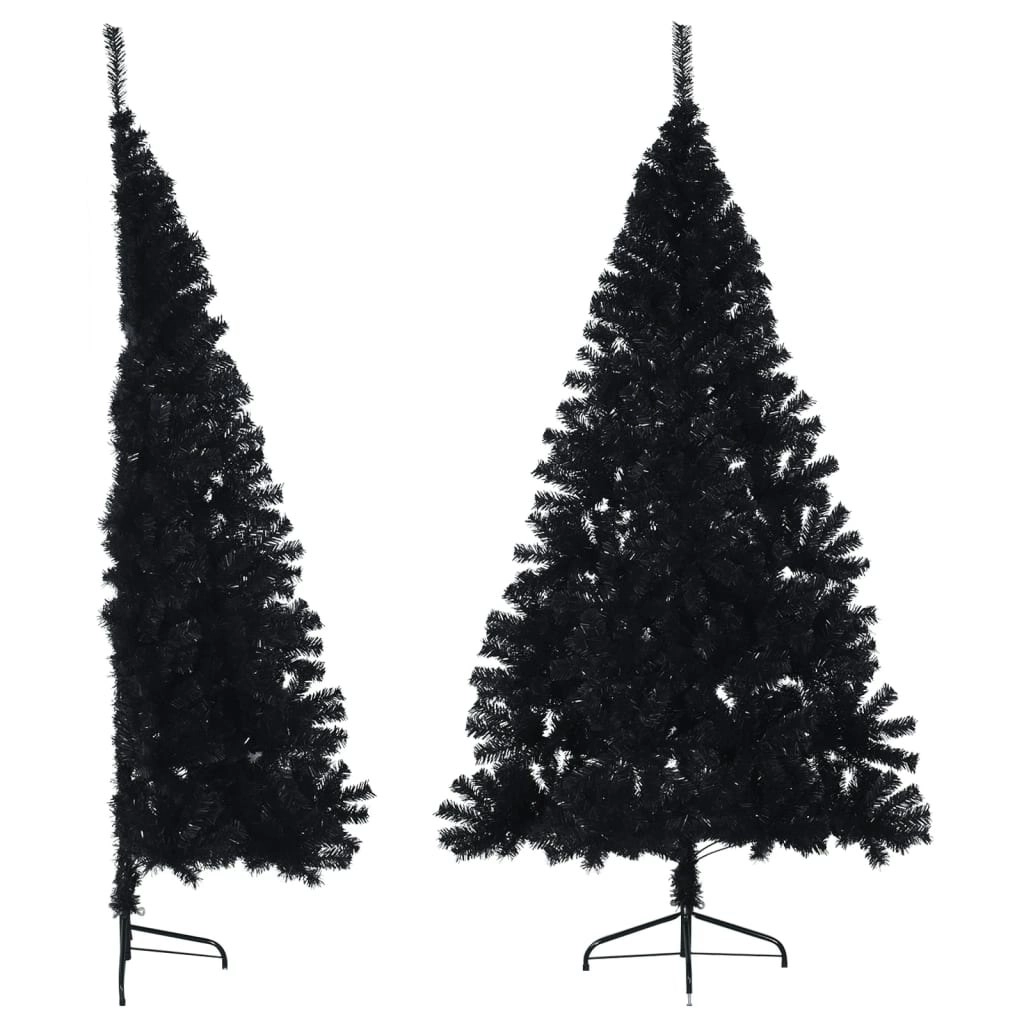 Artificial Half Christmas Tree with Stand Black 210 cm PVC 344678