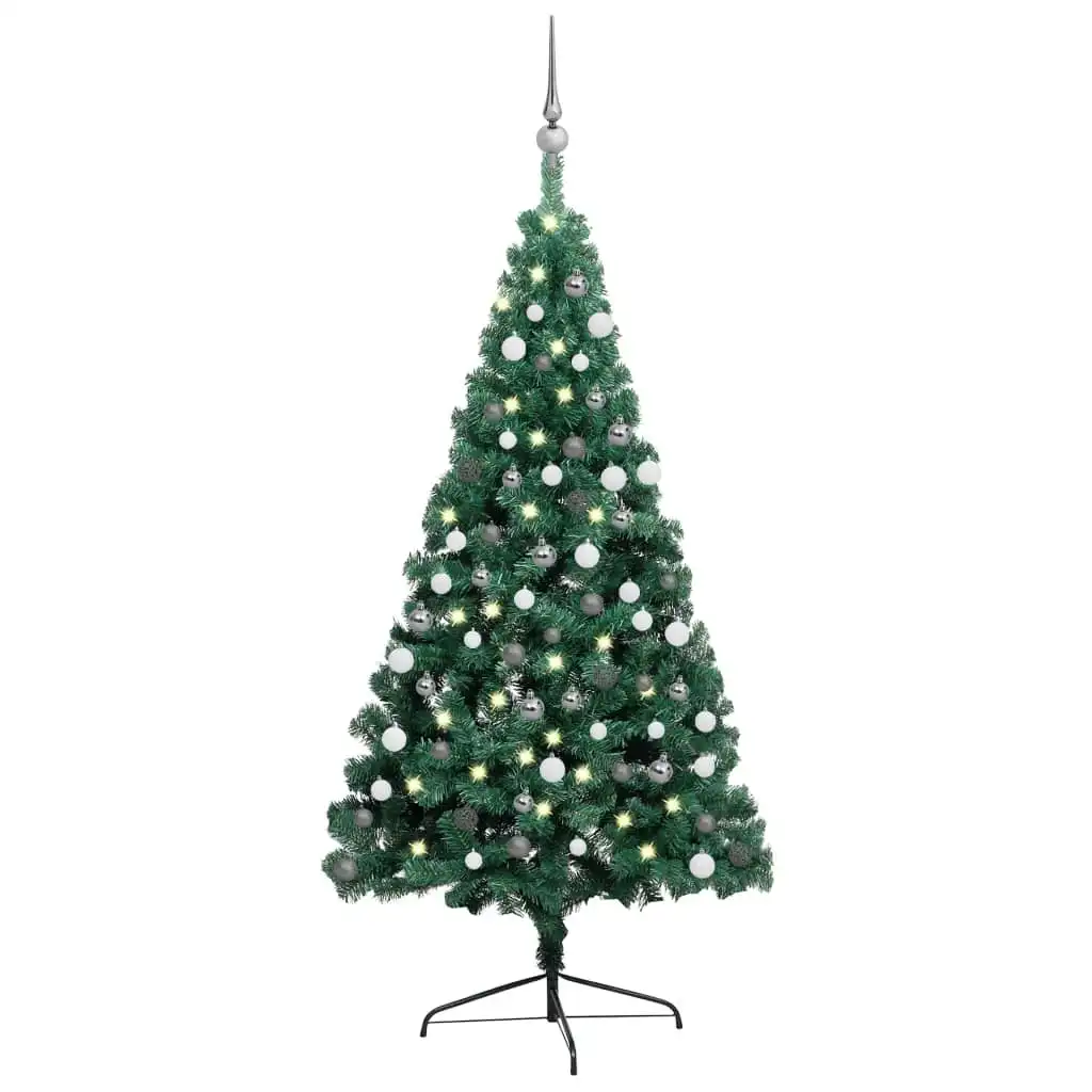 Artificial Half Pre-lit Christmas Tree with Ball Set Green 180 cm 3077651