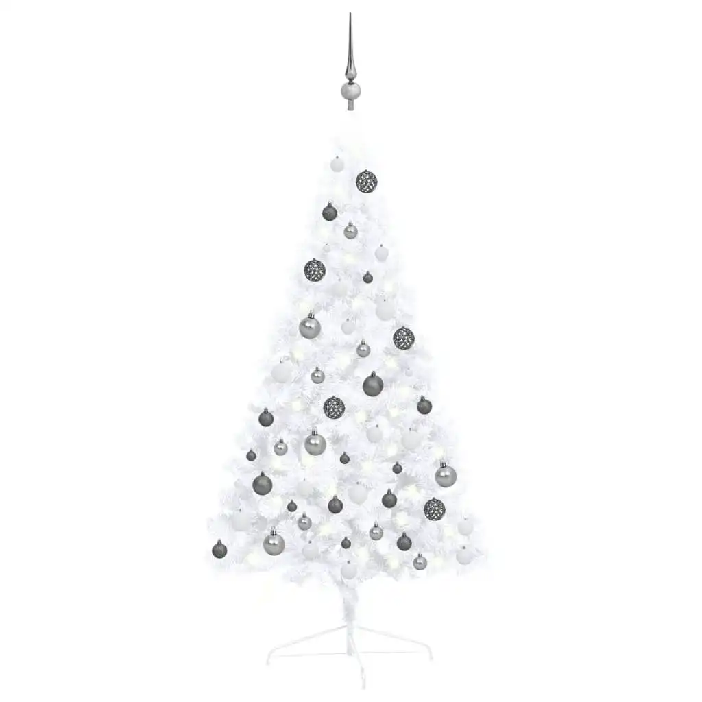 Artificial Half Pre-lit Christmas Tree with Ball Set White 120 cm 3077654