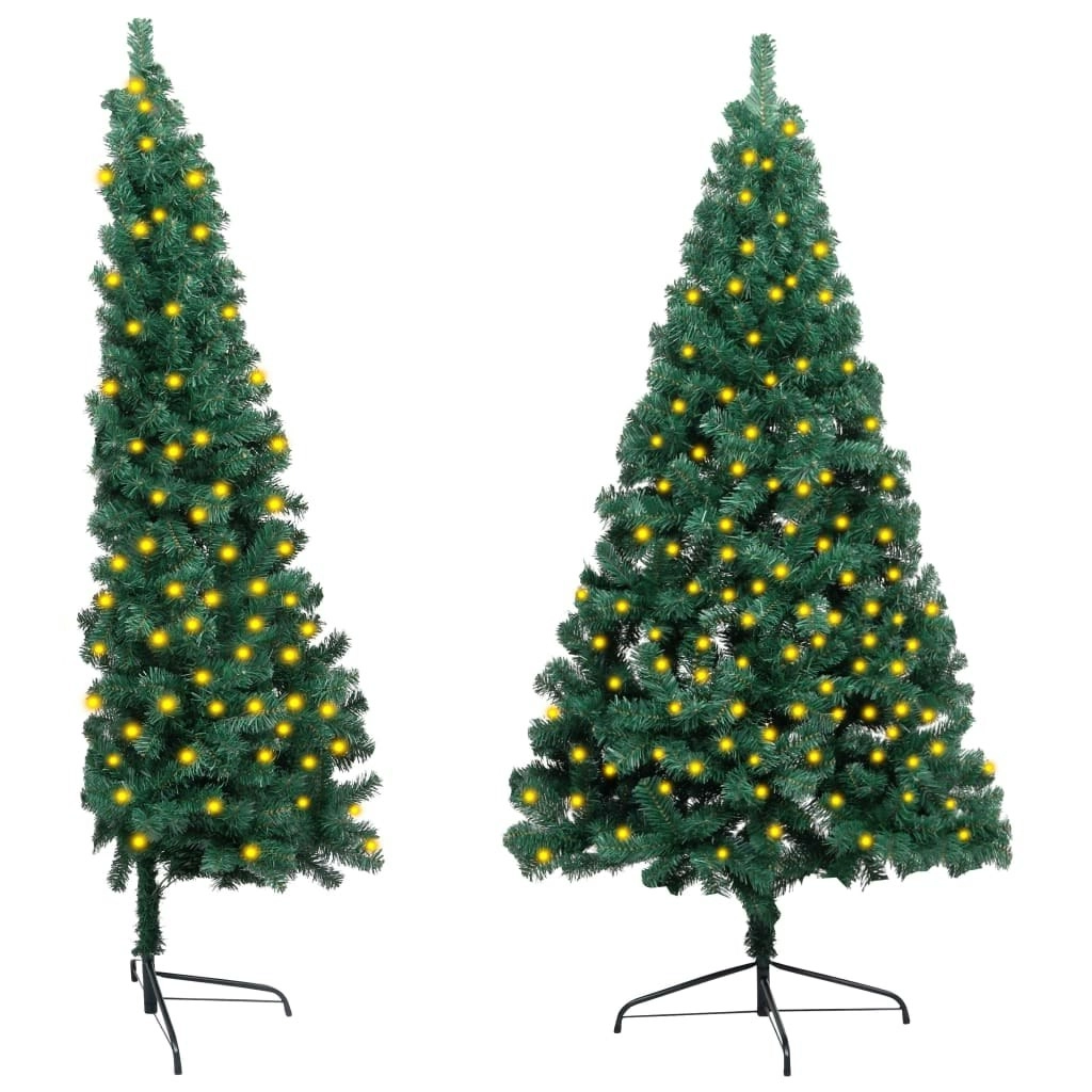 Artificial Half Pre-lit Christmas Tree with Stand Green 150 cm PVC 3077392