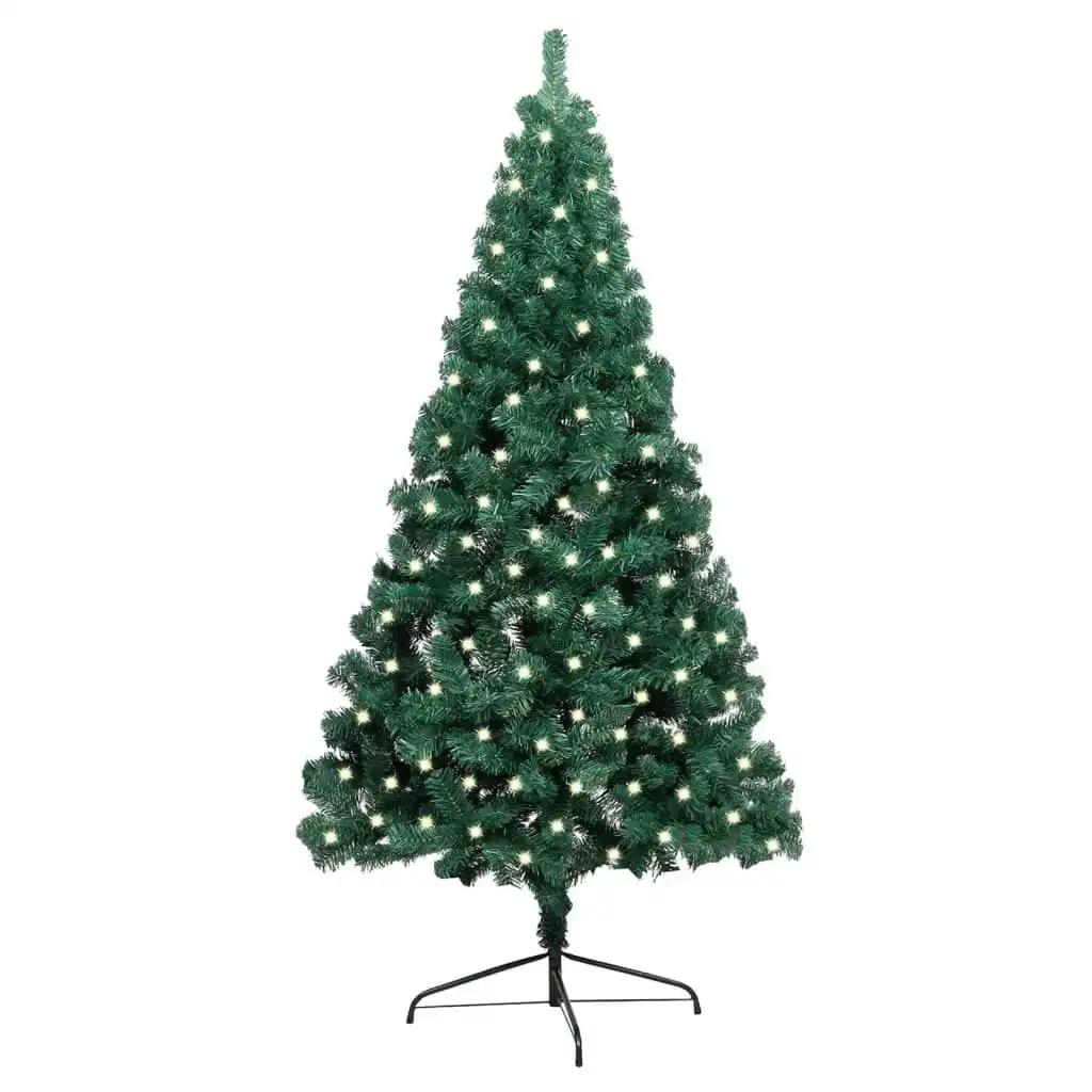 Artificial Half Pre-lit Christmas Tree with Stand Green 240 cm PVC 3077395