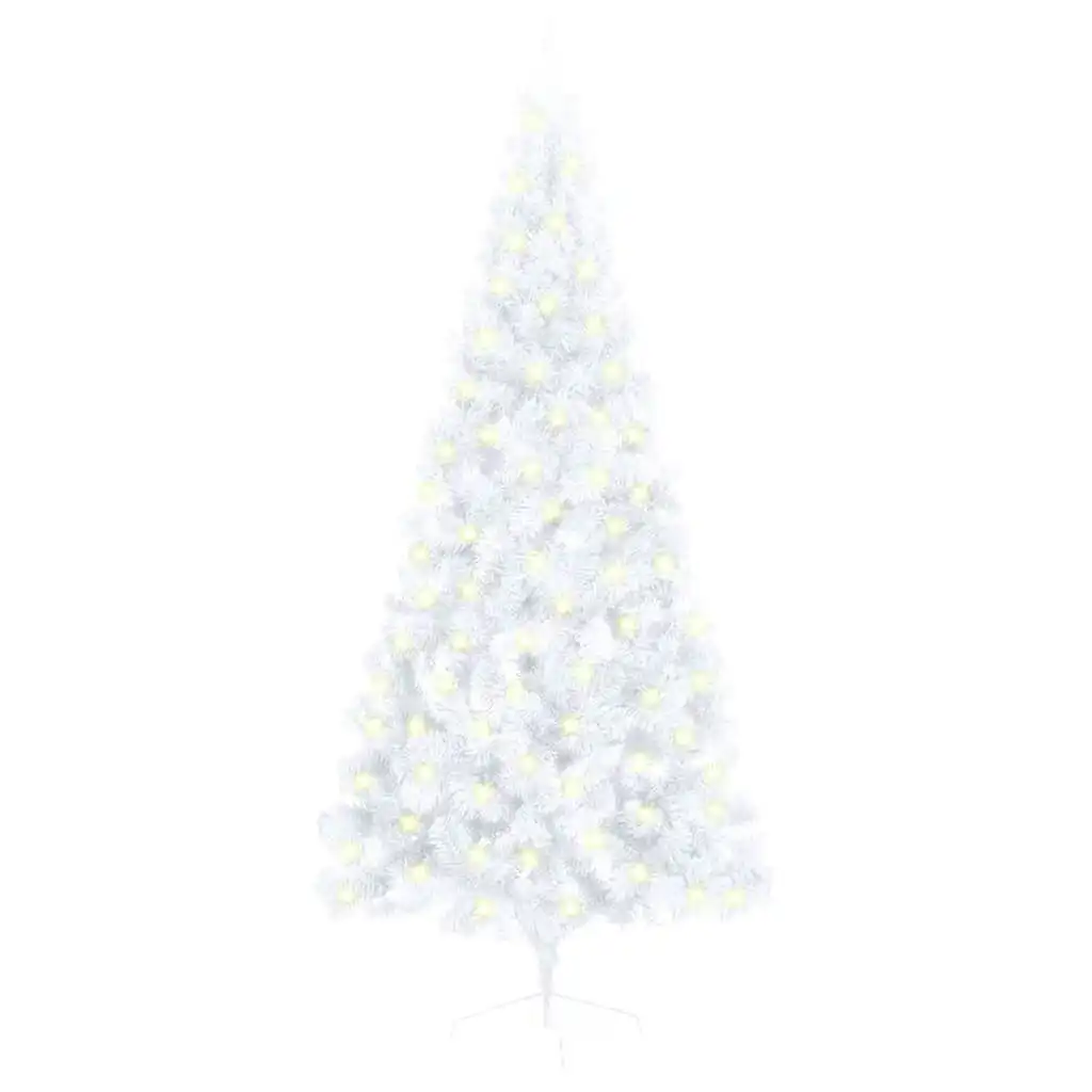 Artificial Half Pre-lit Christmas Tree with Stand White 180 cm PVC 3077398