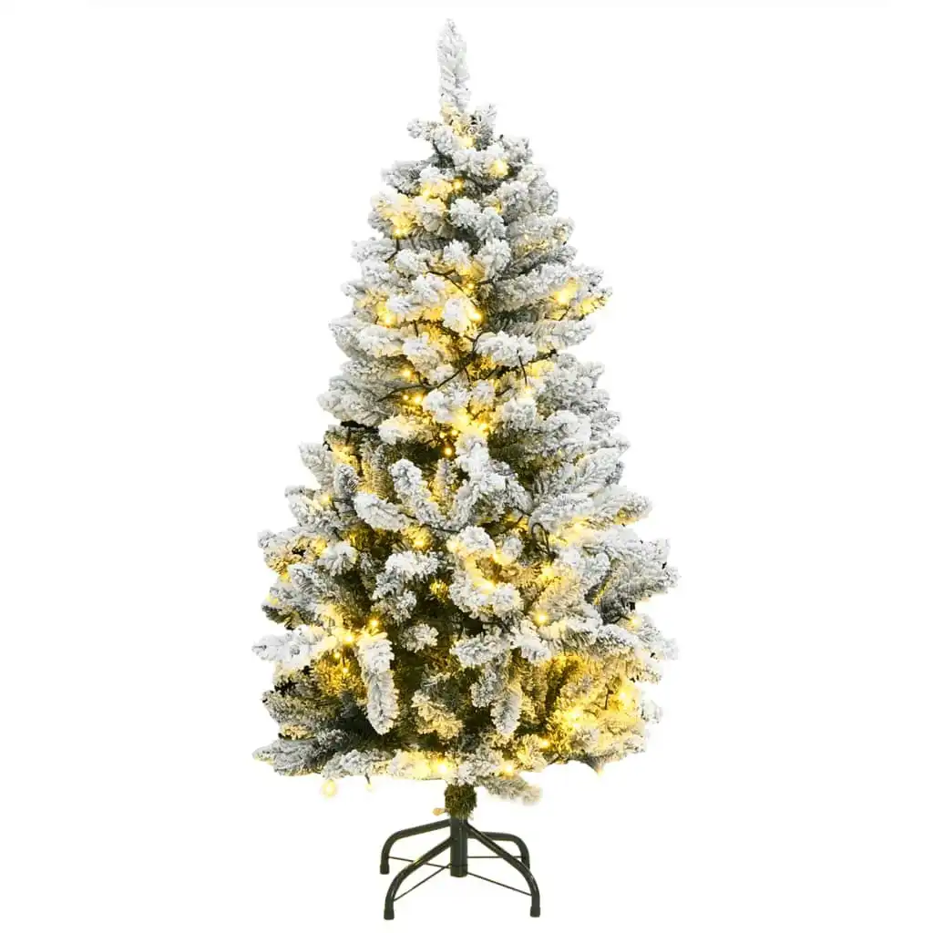 Artificial Hinged Christmas Tree 150 LEDs & Flocked Snow 120 cm 3210081