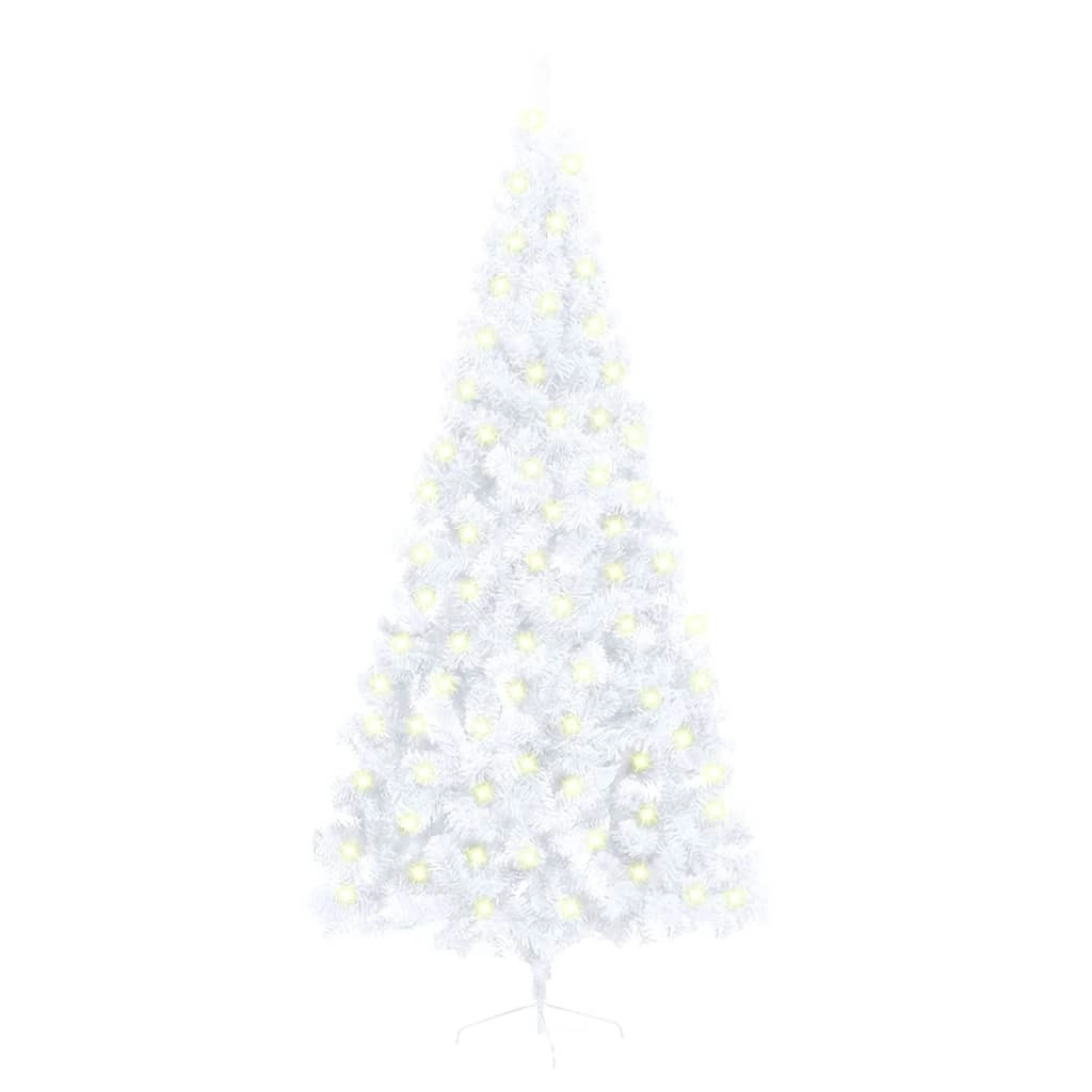 Artificial Half Pre-lit Christmas Tree with Stand White 210 cm PVC 3077399