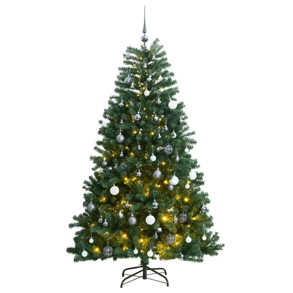 Artificial Hinged Christmas Tree with 300 LEDs & Ball Set 210 cm 3210165