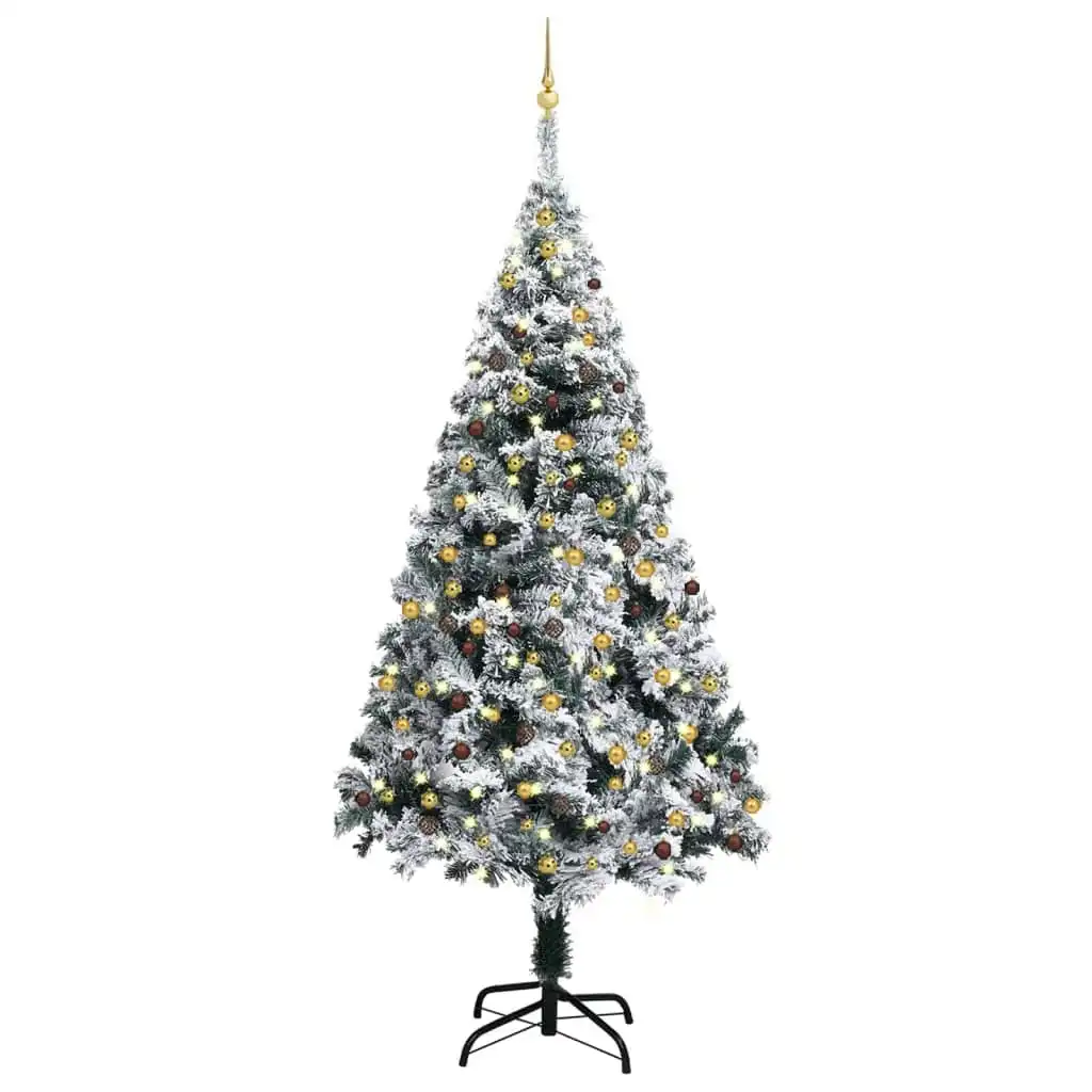 Artificial Pre-lit Christmas Tree with Ball Set Green 240 cm PVC 3077822