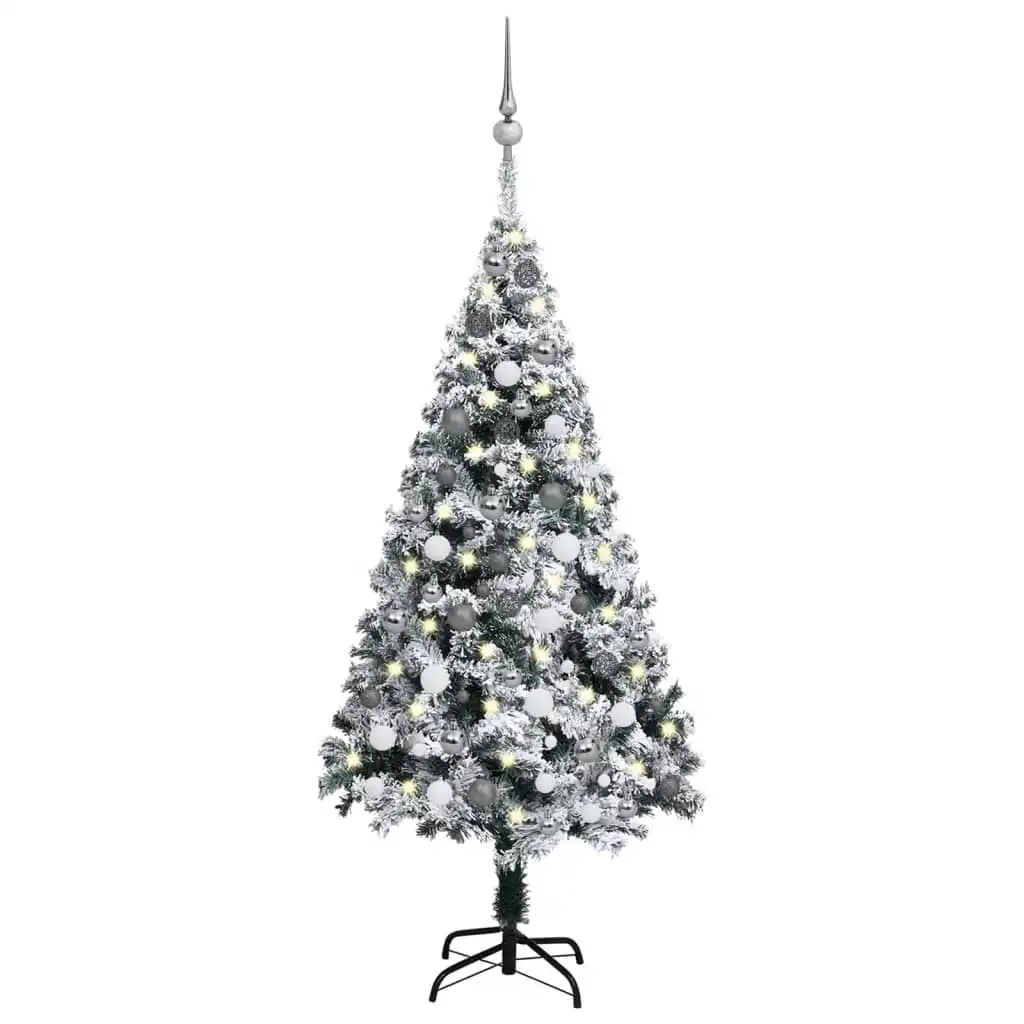 Artificial Pre-lit Christmas Tree with Ball Set Green 150 cm PVC 3077915