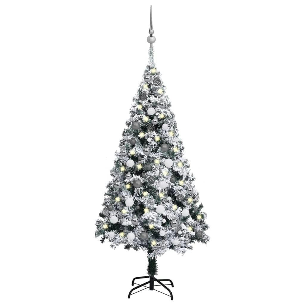 Artificial Pre-lit Christmas Tree with Ball Set Green 150 cm PVC 3077915