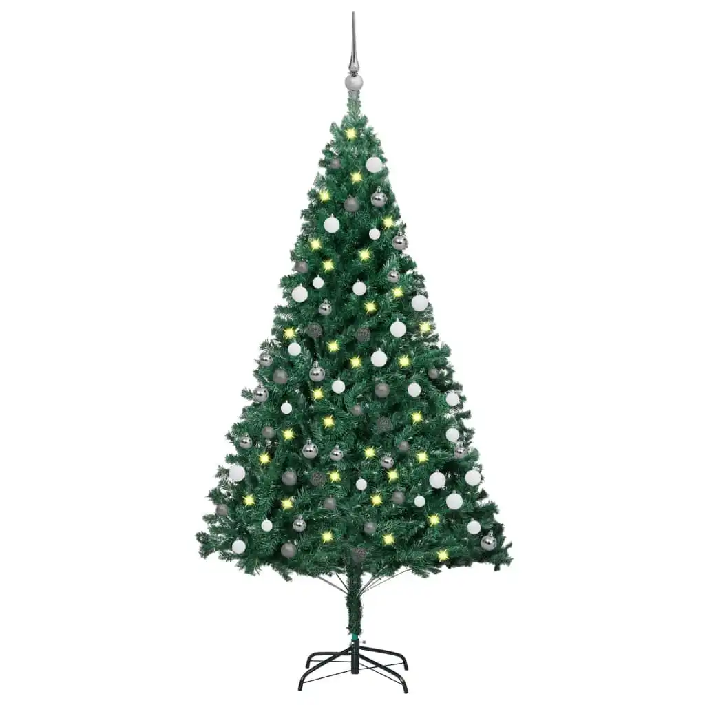 Artificial Pre-lit Christmas Tree with Ball Set Green 150 cm PVC 3077707