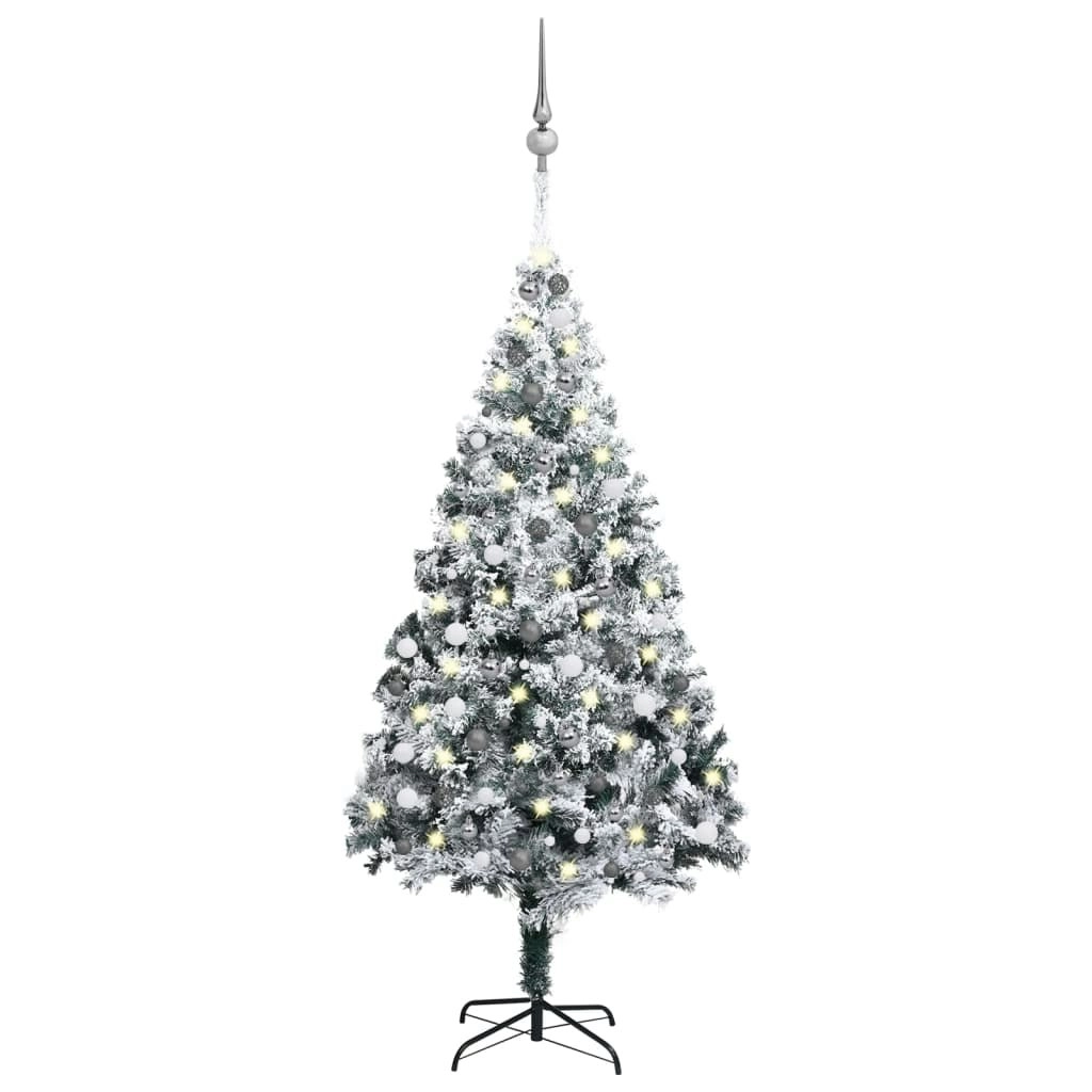 Artificial Pre-lit Christmas Tree with Ball Set Green 240 cm PVC 3077918