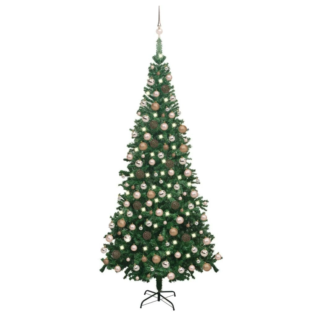 Artificial Pre-lit Christmas Tree with Ball Set L 240 cm Green 3077577