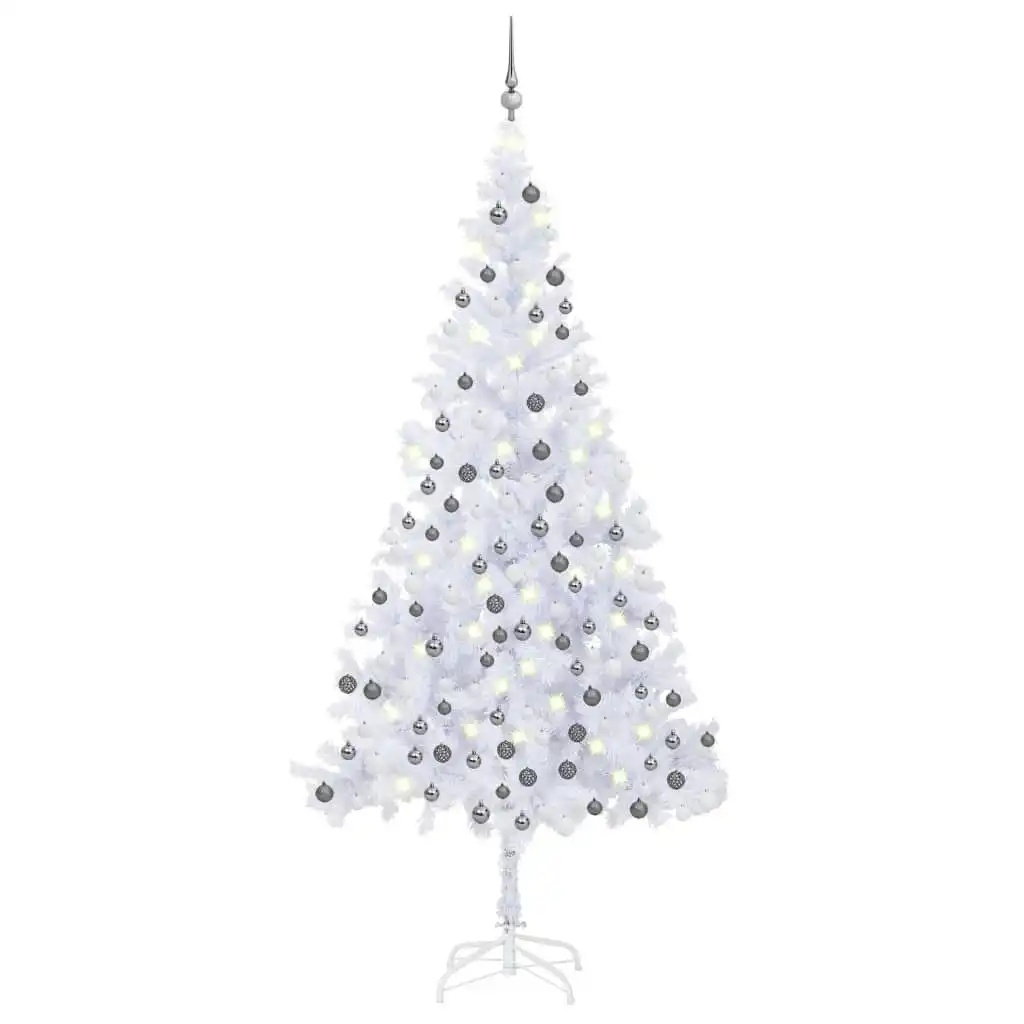 Artificial Pre-lit Christmas Tree with Ball Set L 240 cm White 3077668