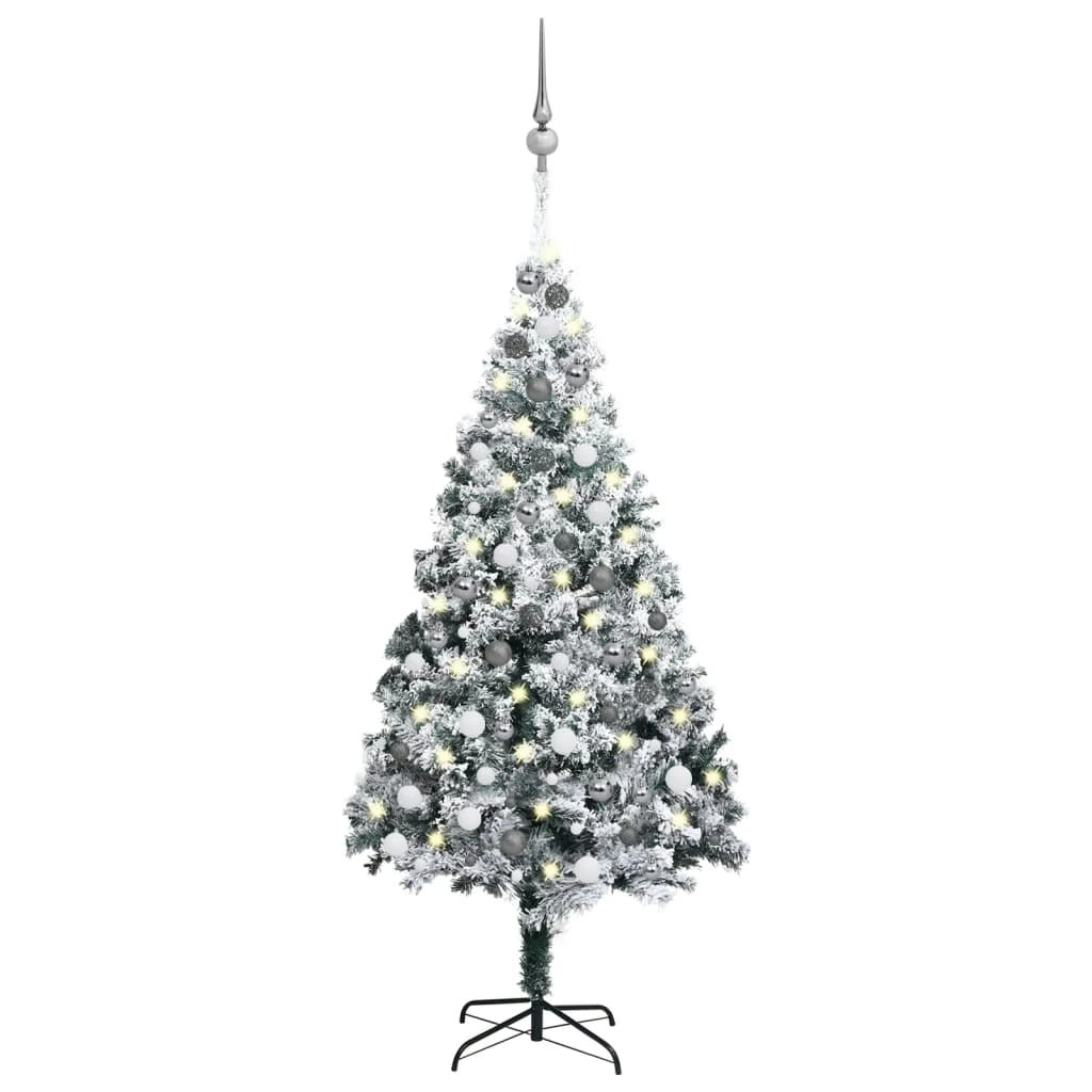 Artificial Pre-lit Christmas Tree with Ball Set Green 180 cm PVC 3077916