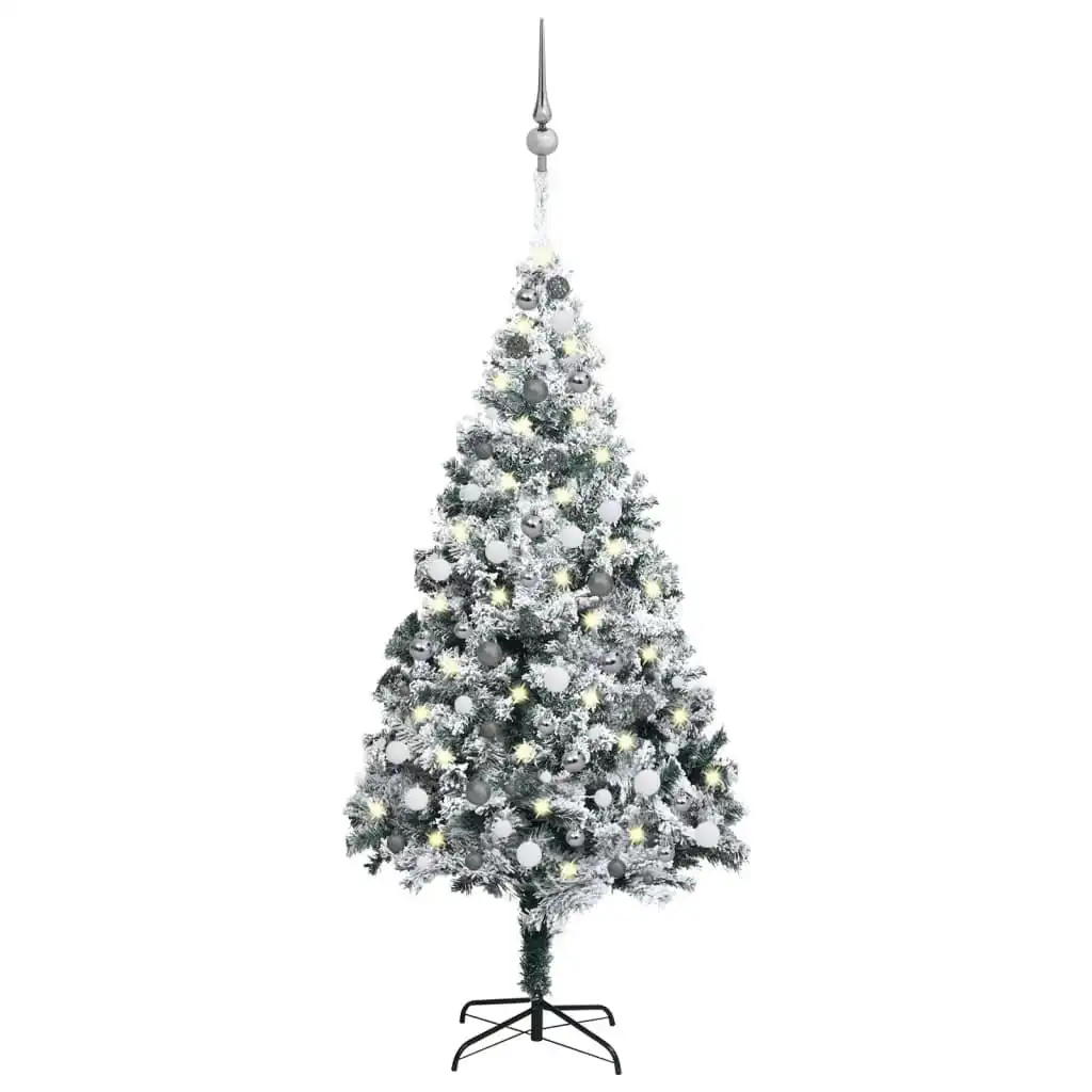 Artificial Pre-lit Christmas Tree with Ball Set Green 210 cm PVC 3077917