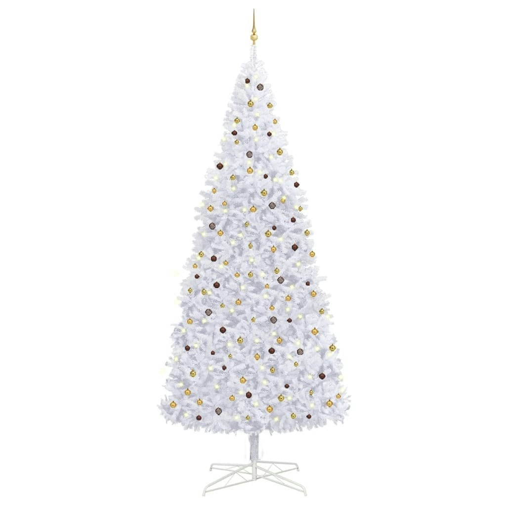 Artificial Pre-lit Christmas Tree with Ball Set LEDs 400 cm White 3077791