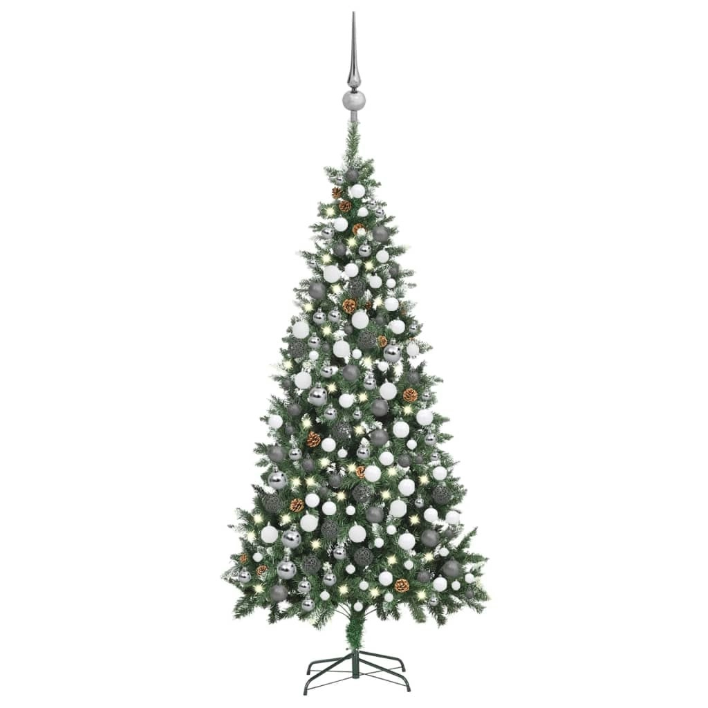 Artificial Pre-lit Christmas Tree with Ball Set Pine Cones 210 cm 3077897