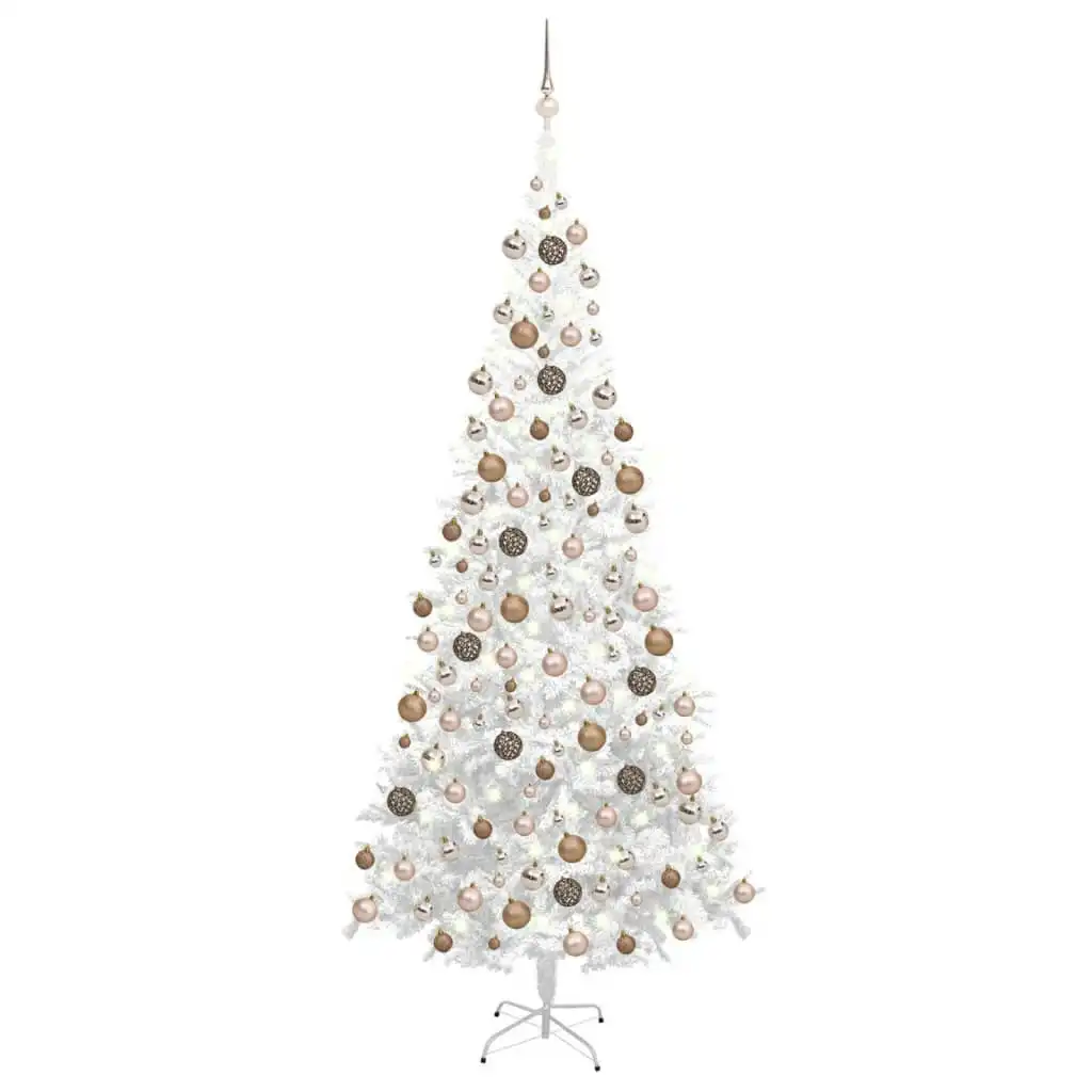 Artificial Pre-lit Christmas Tree with Ball Set L 240 cm White 3077582