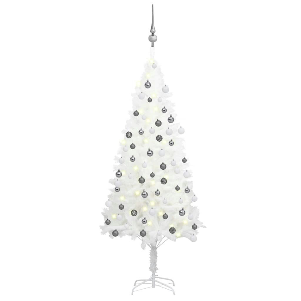 Artificial Pre-lit Christmas Tree with Ball Set White 120 cm 3077718