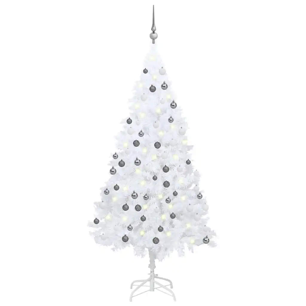 Artificial Pre-lit Christmas Tree with Ball Set White 150 cm PVC 3077712