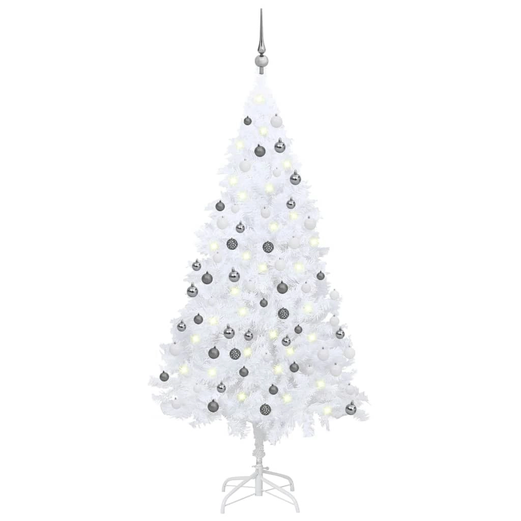 Artificial Pre-lit Christmas Tree with Ball Set White 150 cm PVC 3077712