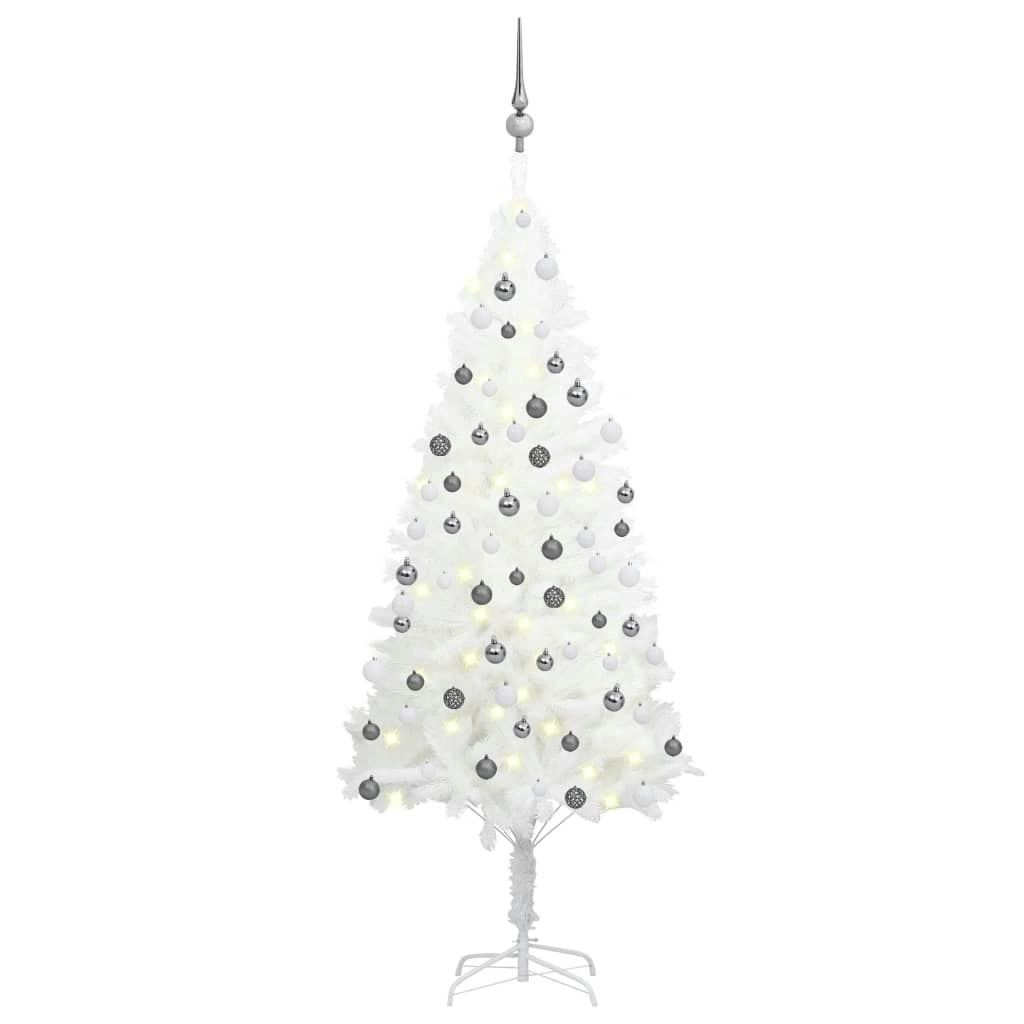 Artificial Pre-lit Christmas Tree with Ball Set White 150 cm 3077719