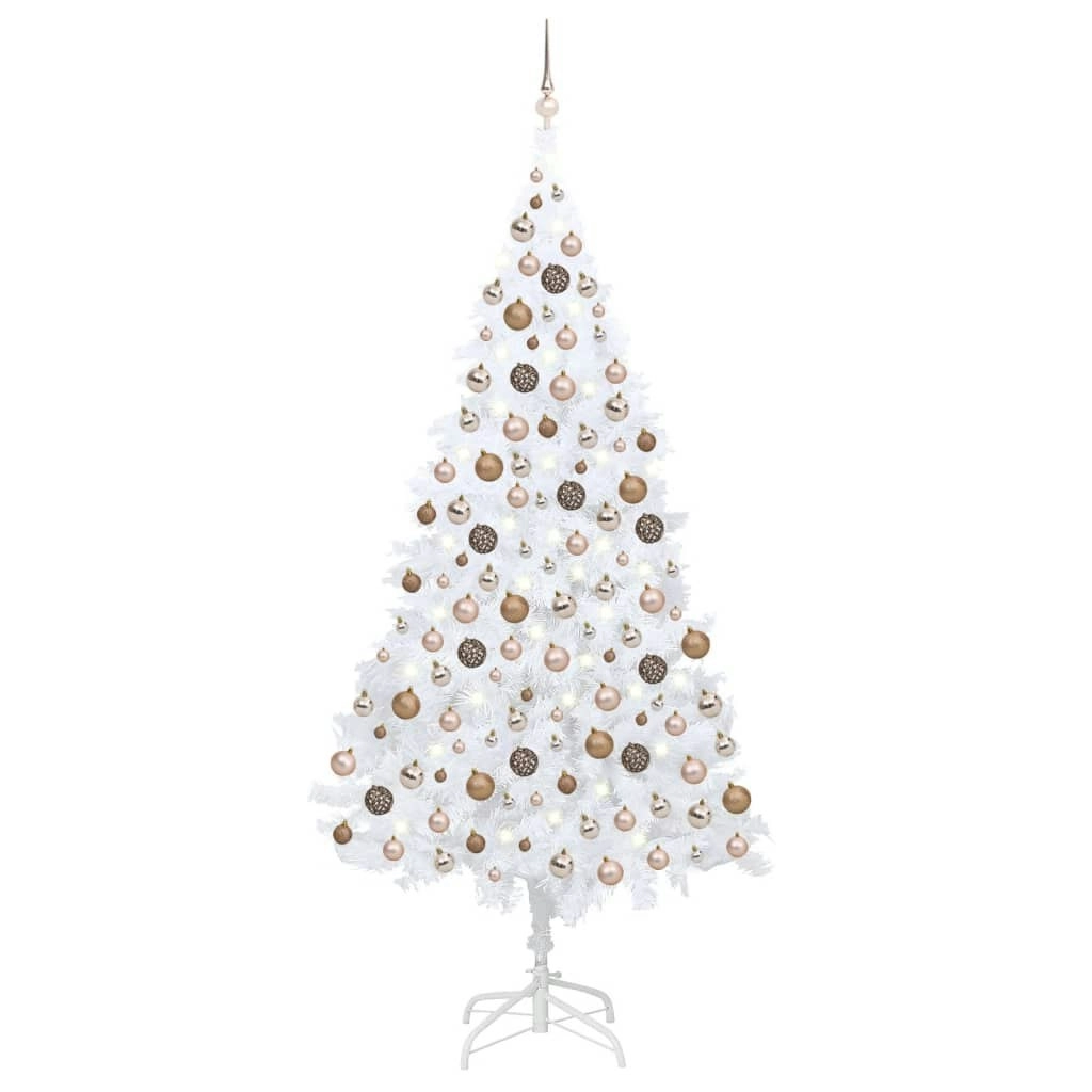 Artificial Pre-lit Christmas Tree with Ball Set White 210 cm PVC 3077628