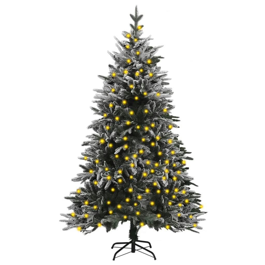 Artificial Pre-lit Christmas Tree with Flocked Snow 180 cm PVC&PE 3077785