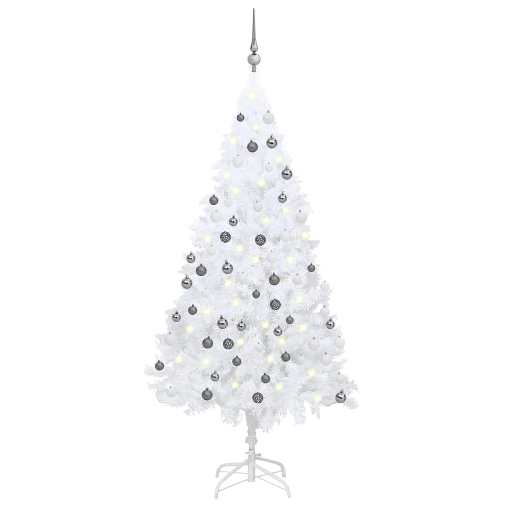 Artificial Pre-lit Christmas Tree with Ball Set White 180 cm PVC 3077713