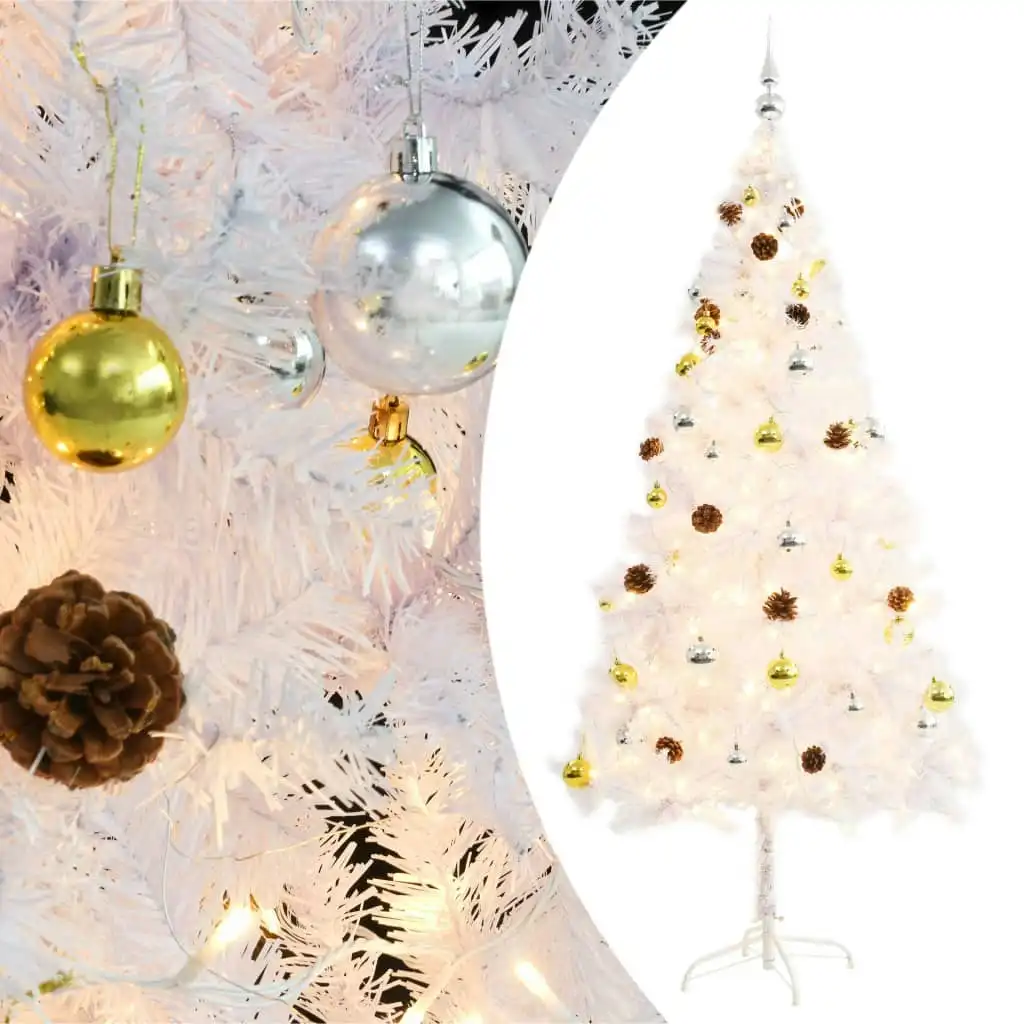 Artificial Pre-lit Christmas Tree with Baubles White 180 cm 321503