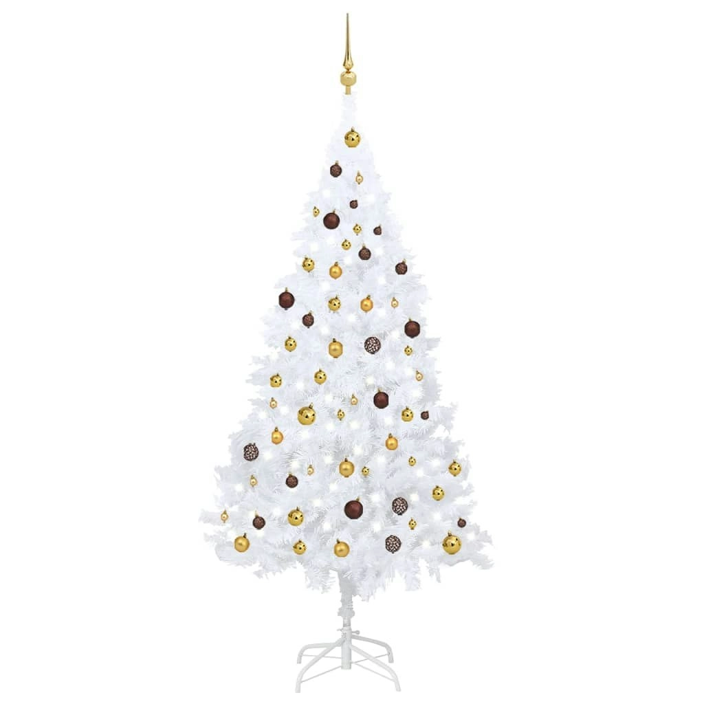 Artificial Pre-lit Christmas Tree with Ball Set White 210 cm PVC 3077542