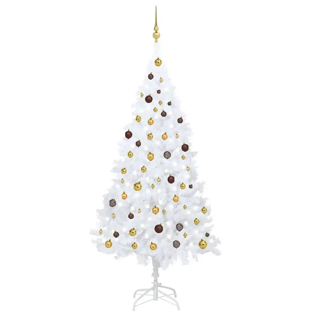 Artificial Pre-lit Christmas Tree with Ball Set White 210 cm PVC 3077542