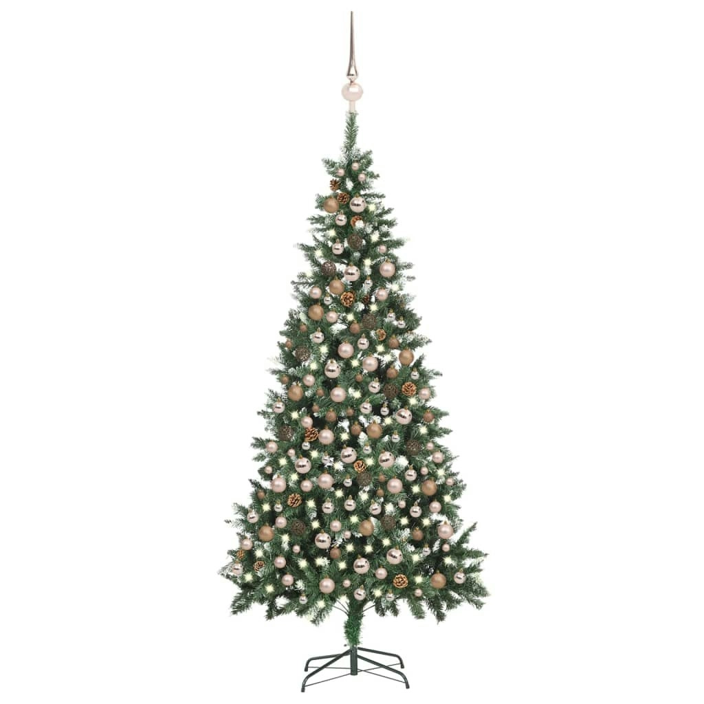 Artificial Pre-lit Christmas Tree with Ball Set&Pine Cones 210 cm 3077849